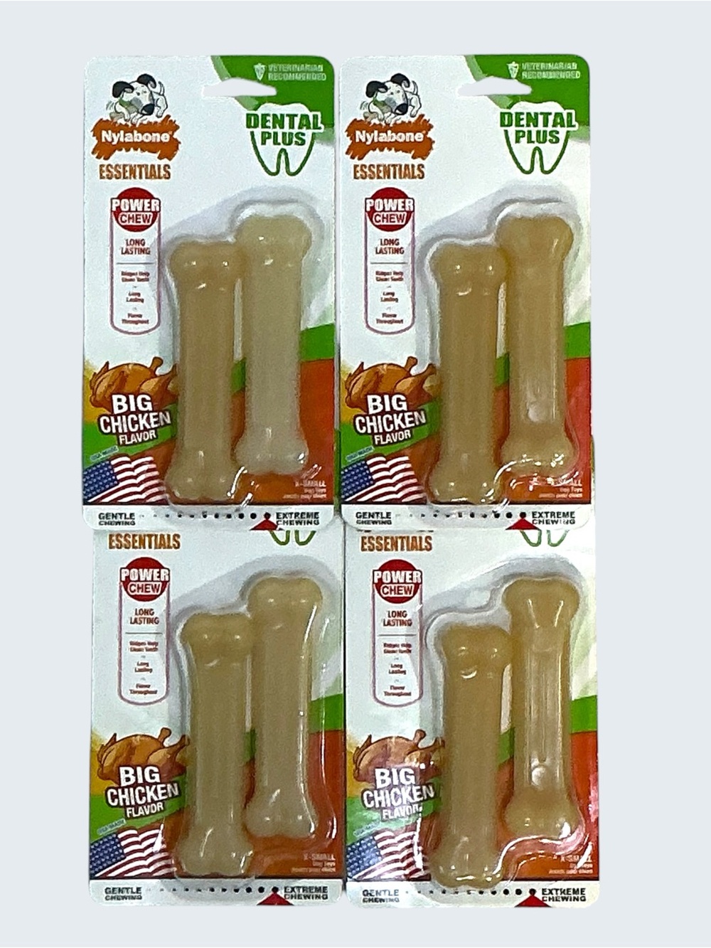 Nylabone Dog Dental Essentials Power Chew Toys Made In USA Chicken Flavor 4 PC - Picture 14 of 16